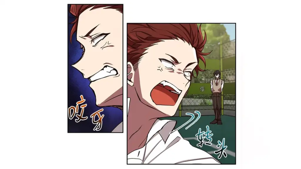 The man on the left presses his lips tightly together, his face etched with fury and resolve. Every line of his expression radiates both profound frustration and unshakable conviction. Meanwhile, the other man's jaw hangs open—poised as if to erupt into a shout or impassioned declaration.