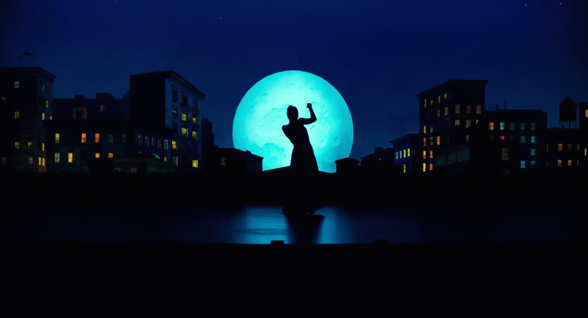 Anime dancer with a blue background