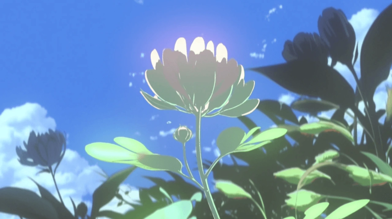 A fairy sits in the blossom as the petals open